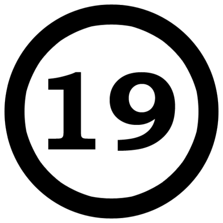 Circle with the Number Nineteen Inside