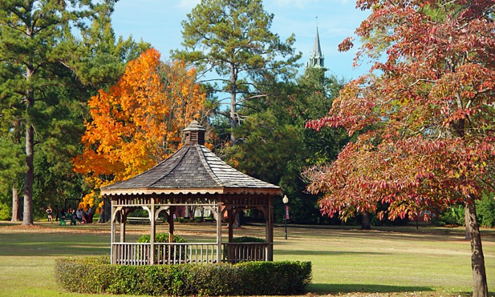 gazebo and autumn trees on the Green