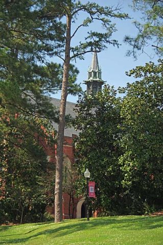 Steeple and cloister view from the Green